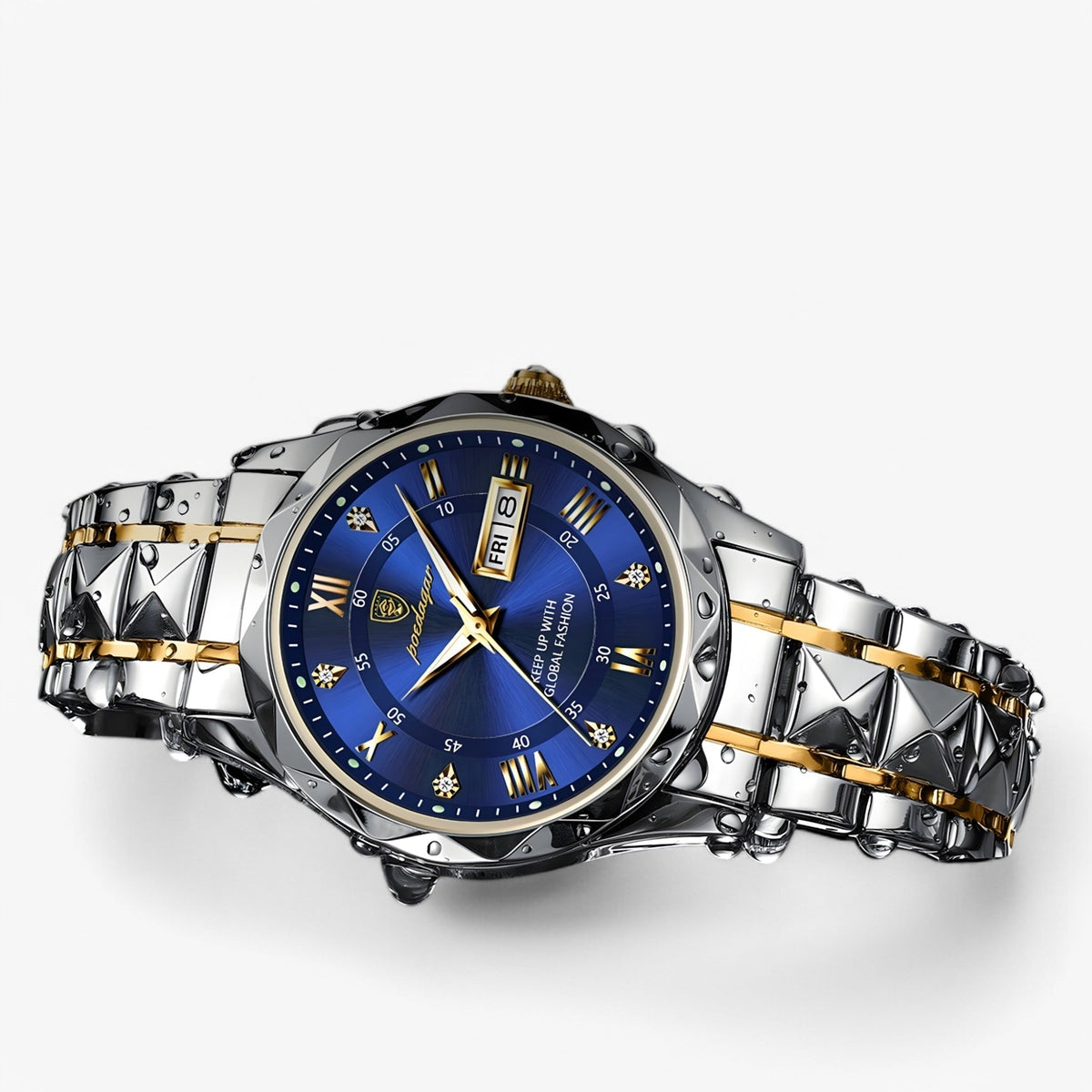Herren-Automatikuhr mit klassischem Lederarmband, 40 mm