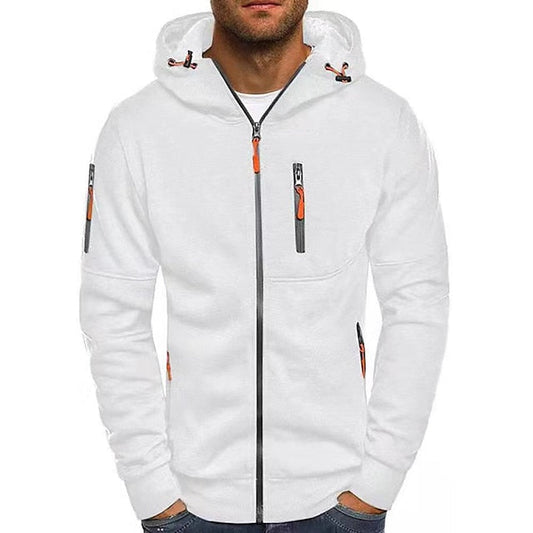Herren-Sweatjacke mit Reissverschluss und orangefarbenen Details
