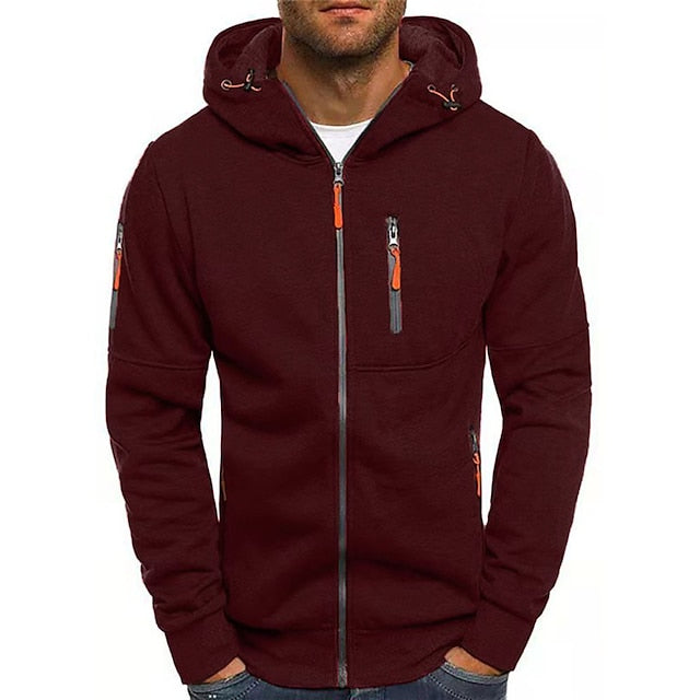 Herren-Sweatjacke mit Reissverschluss und orangefarbenen Details