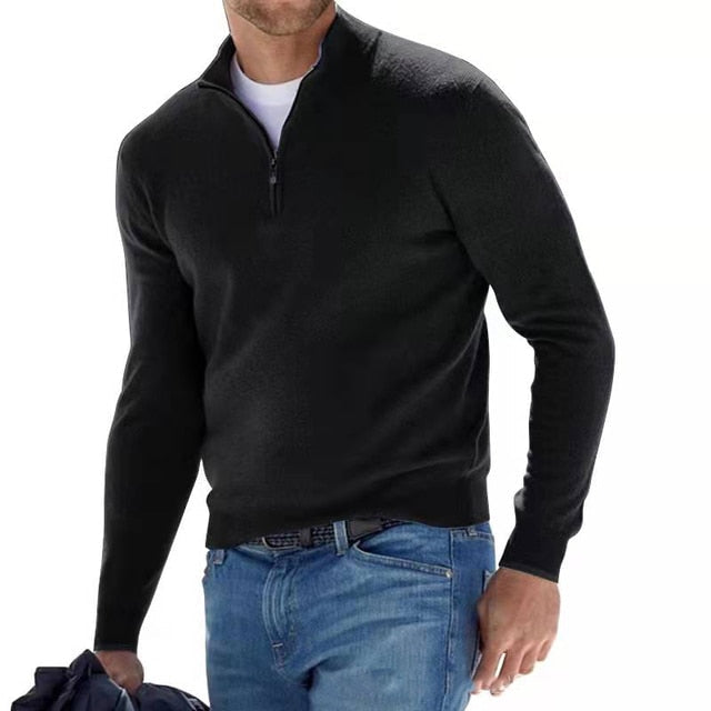 Herrenpullover mit Reissverschlusskragen
