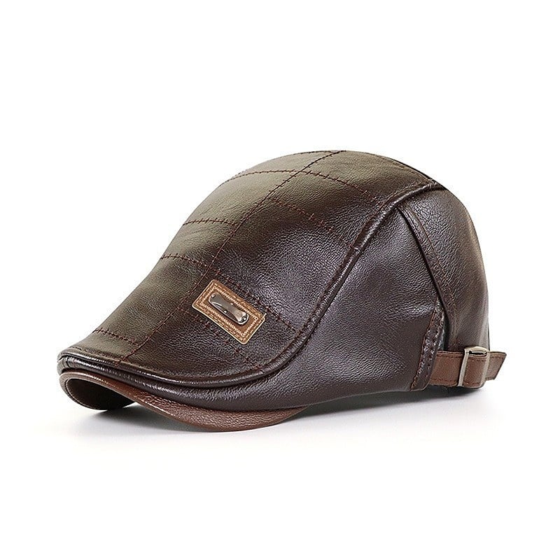 Herren Flatcap – Vintage Flatcap im Newsboy-Stil mit Ziernähten und verstellbarem Riemen für den Alltag