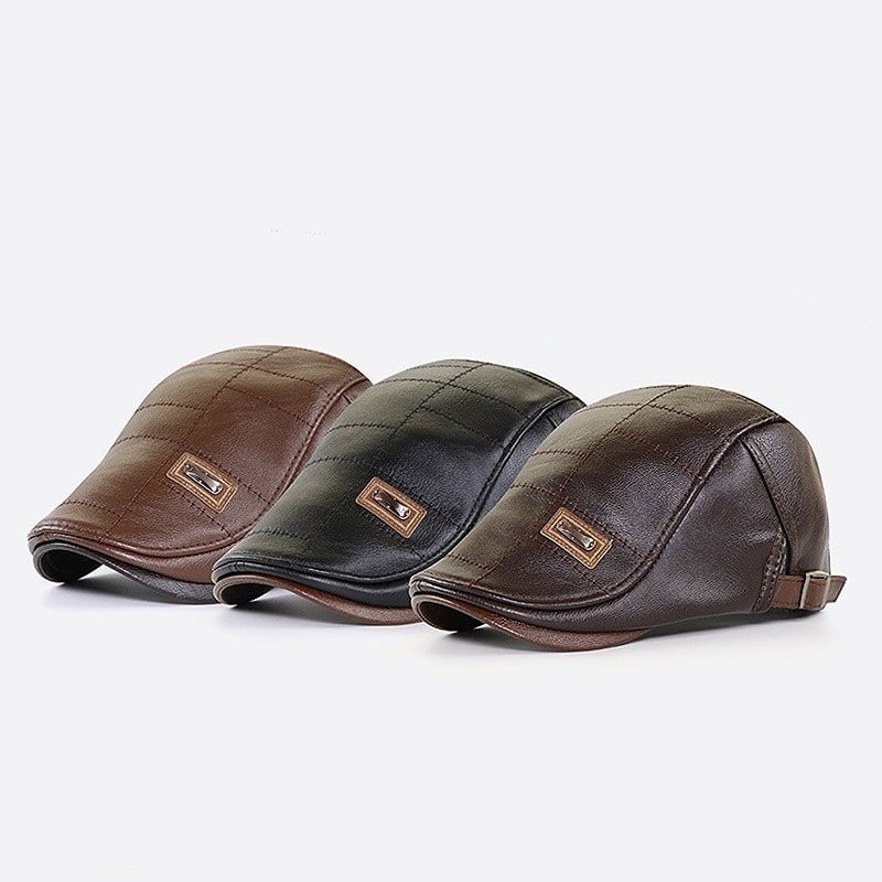 Herren Flatcap – Vintage Flatcap im Newsboy-Stil mit Ziernähten und verstellbarem Riemen für den Alltag