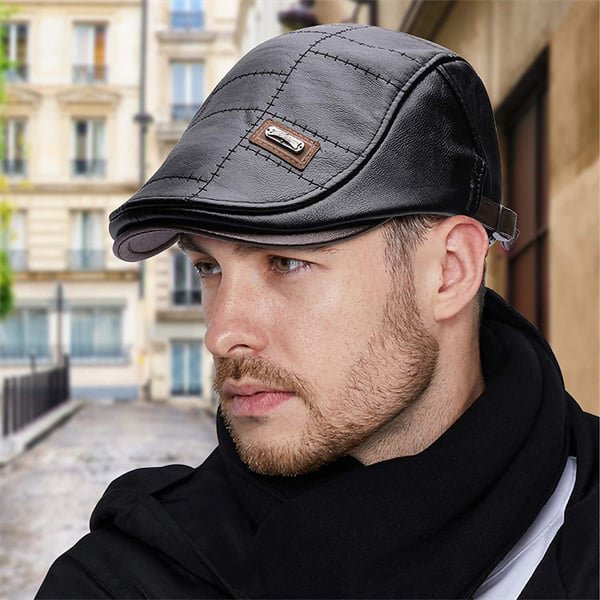 Herren Flatcap – Vintage Flatcap im Newsboy-Stil mit Ziernähten und verstellbarem Riemen für den Alltag