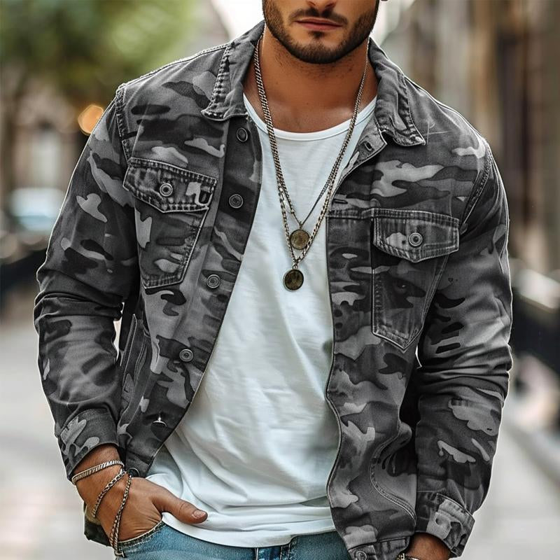 Geknöpfte Herren-Tarnjacke