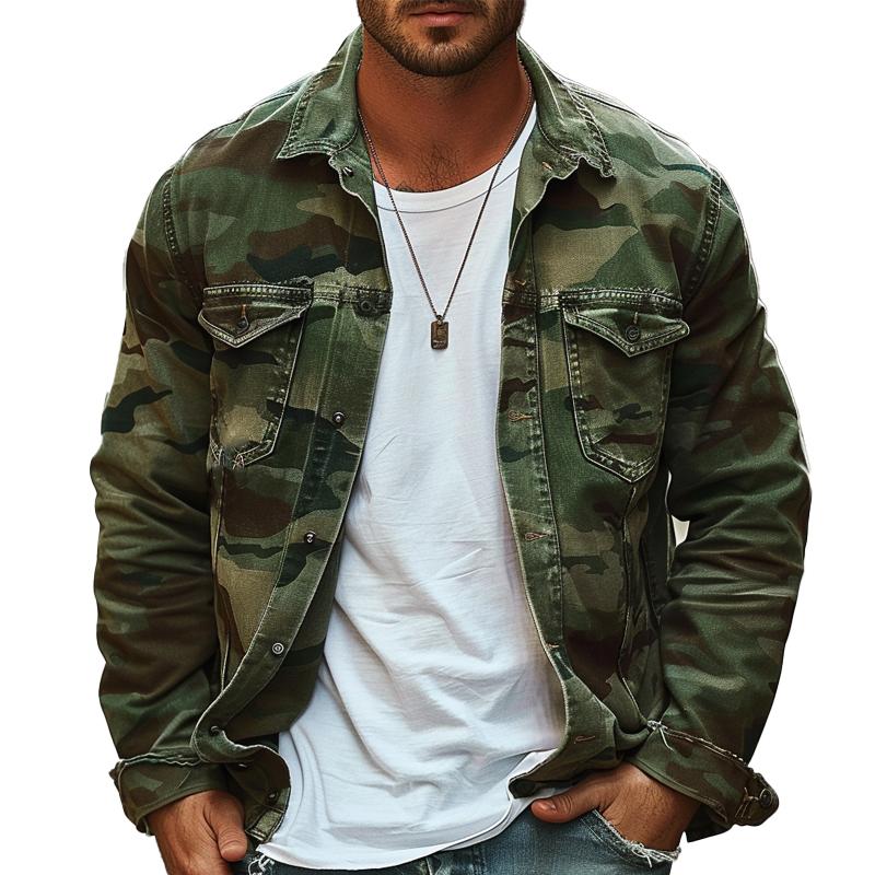 Geknöpfte Herren-Tarnjacke