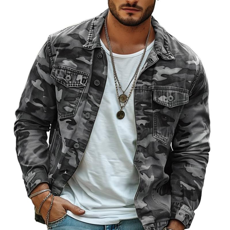 Geknöpfte Herren-Tarnjacke