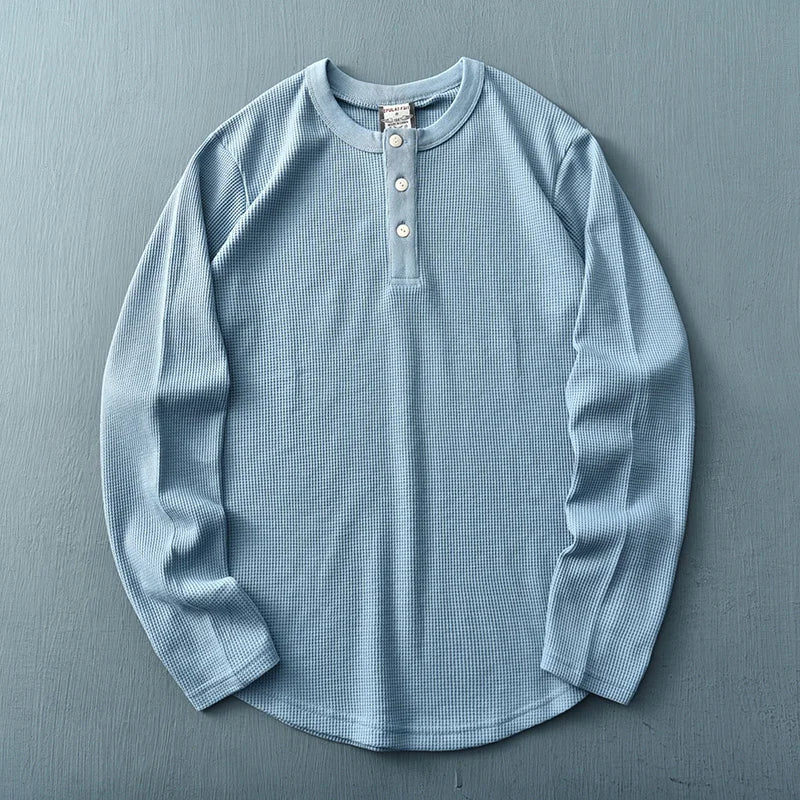 Herren Langarm-Henley-Shirt