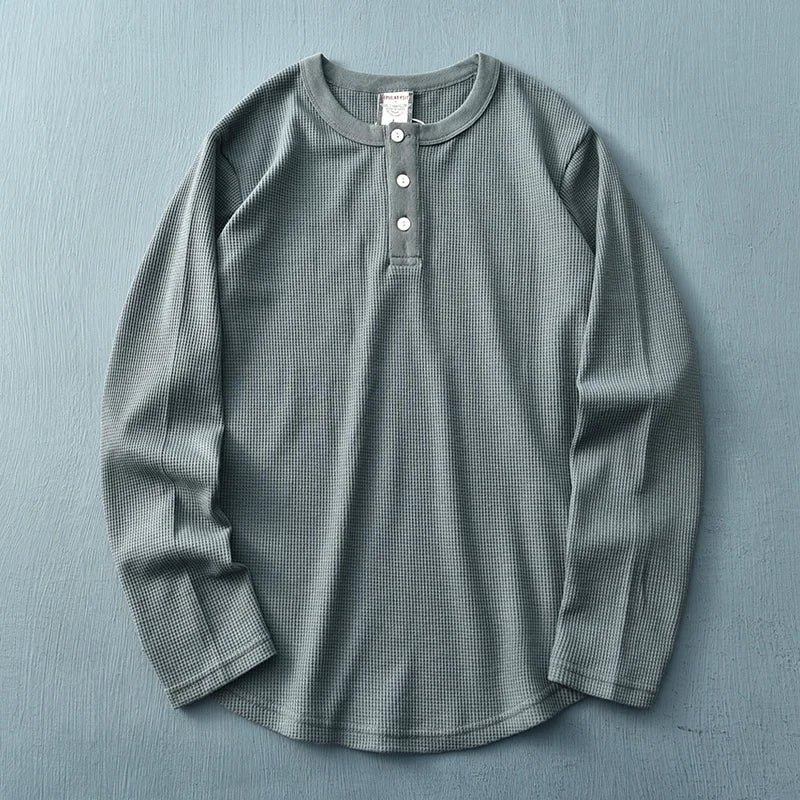 Herren Langarm-Henley-Shirt