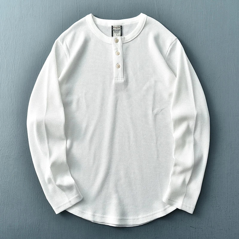 Herren Langarm-Henley-Shirt