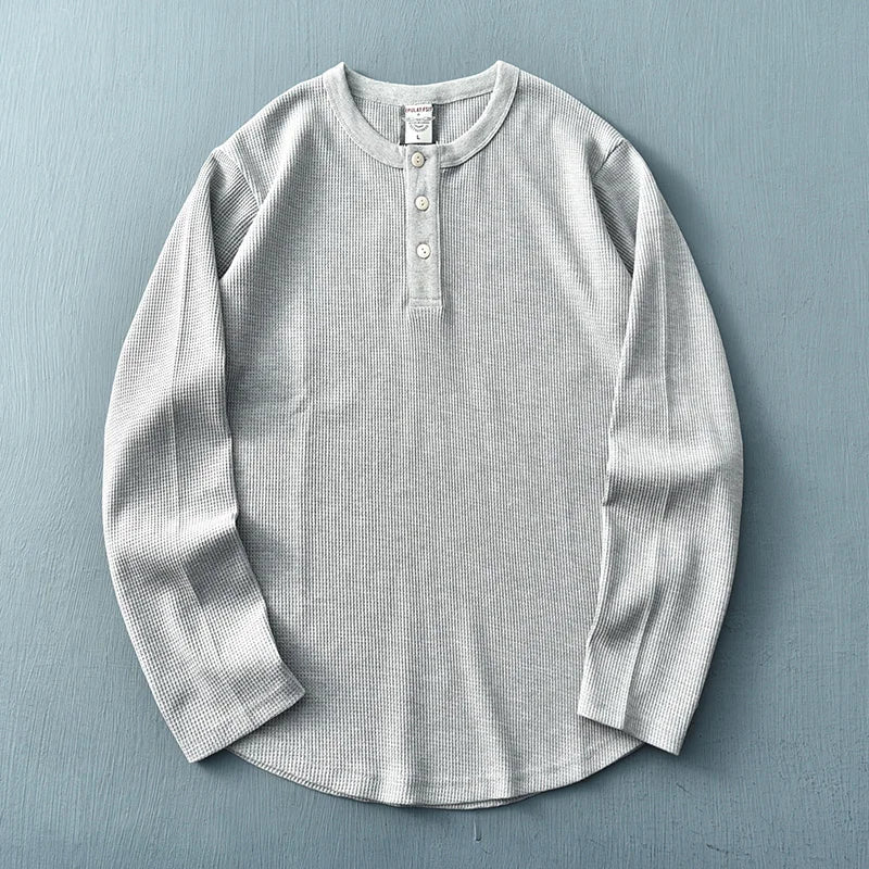Herren Langarm-Henley-Shirt