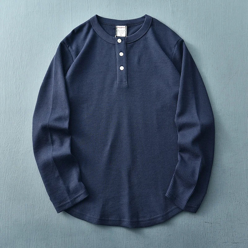 Herren Langarm-Henley-Shirt