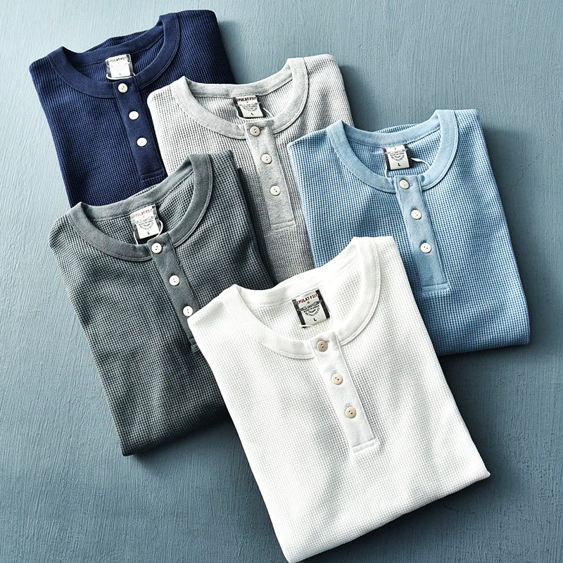 Herren Langarm-Henley-Shirt