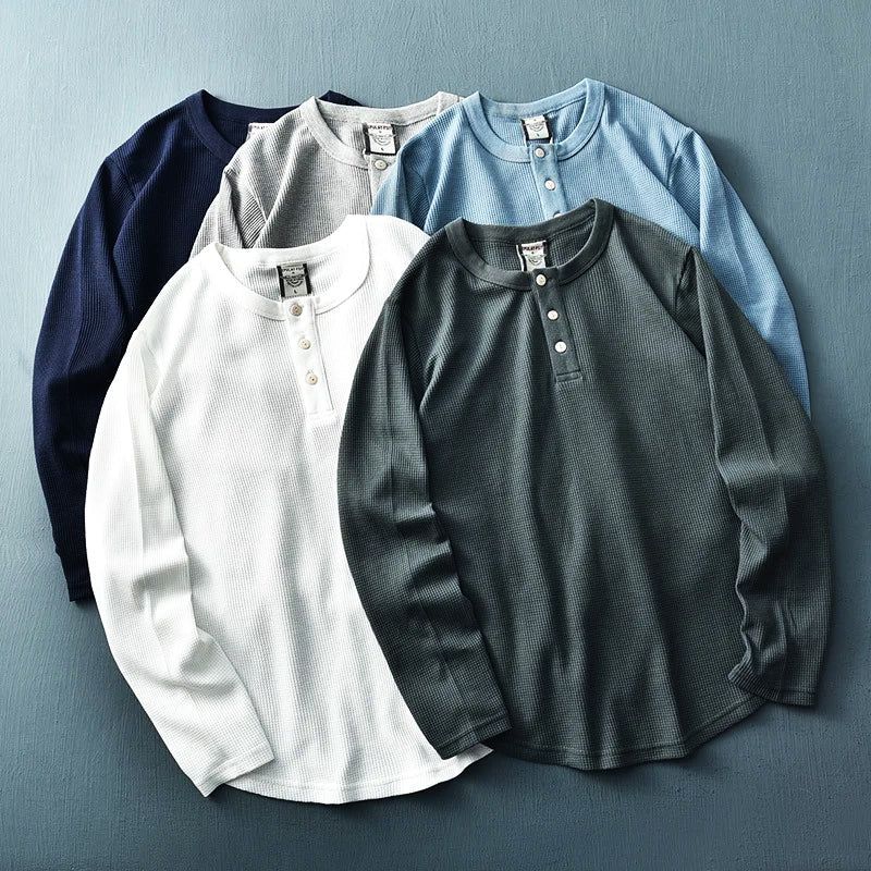 Herren Langarm-Henley-Shirt