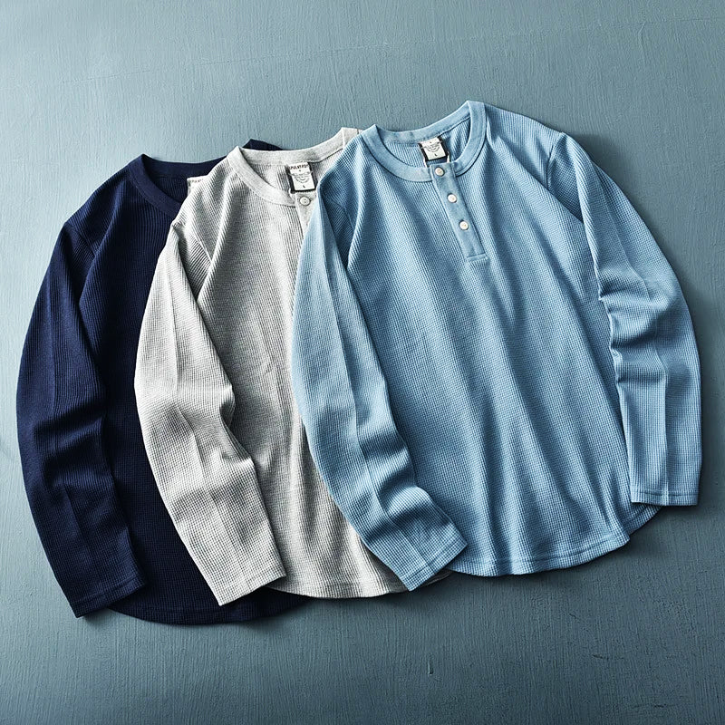 Herren Langarm-Henley-Shirt