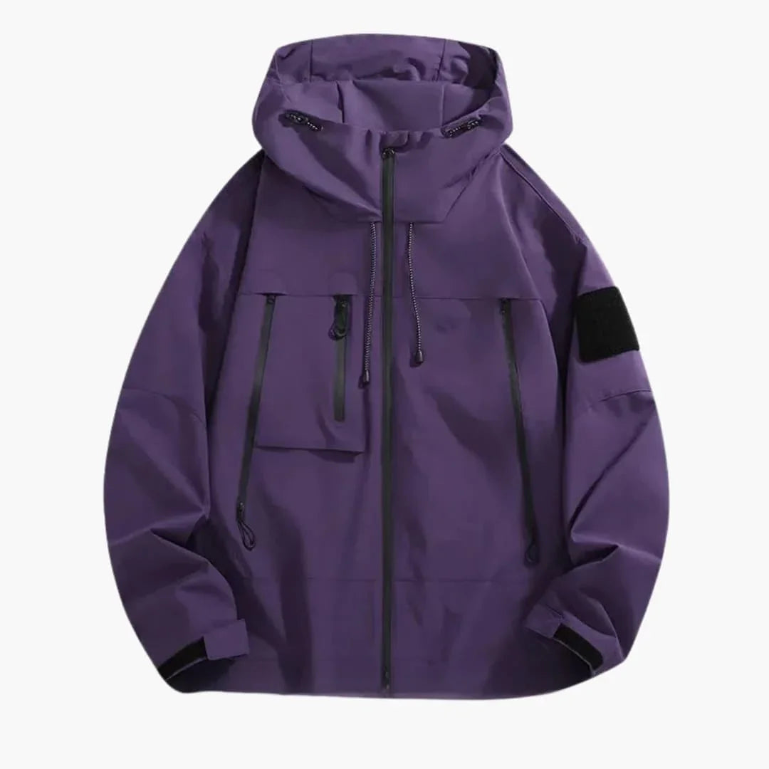 Herren Softshell-Jacke mit Kapuze und Reissverschlusstaschen