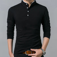 Tailliertes Langarm-Poloshirt für Herren