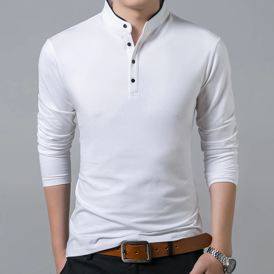 Tailliertes Langarm-Poloshirt für Herren