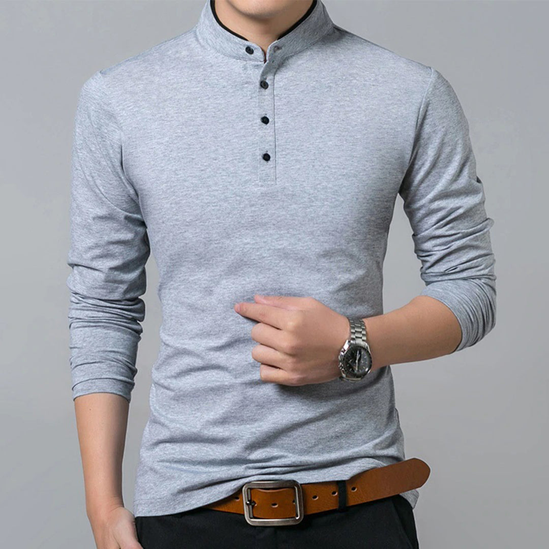 Tailliertes Langarm-Poloshirt für Herren