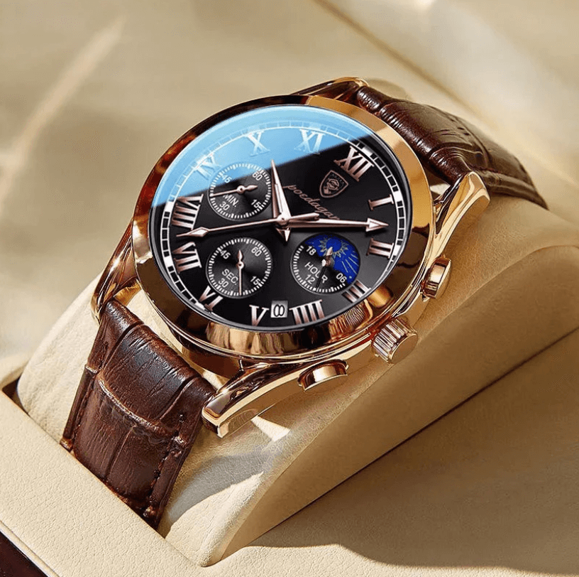 Herrenarmbanduhr mit Premium-Lederarmband