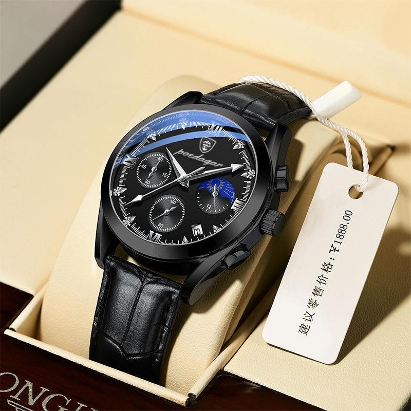 Herrenarmbanduhr mit Premium-Lederarmband