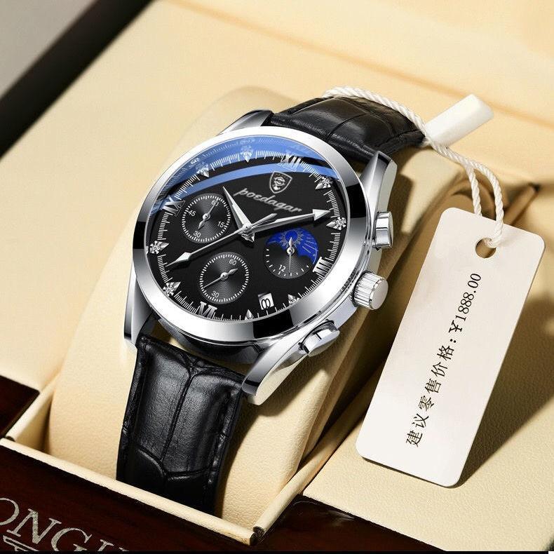 Herrenarmbanduhr mit Premium-Lederarmband