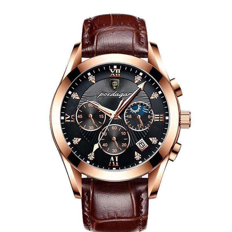 Herrenarmbanduhr mit Premium-Lederarmband