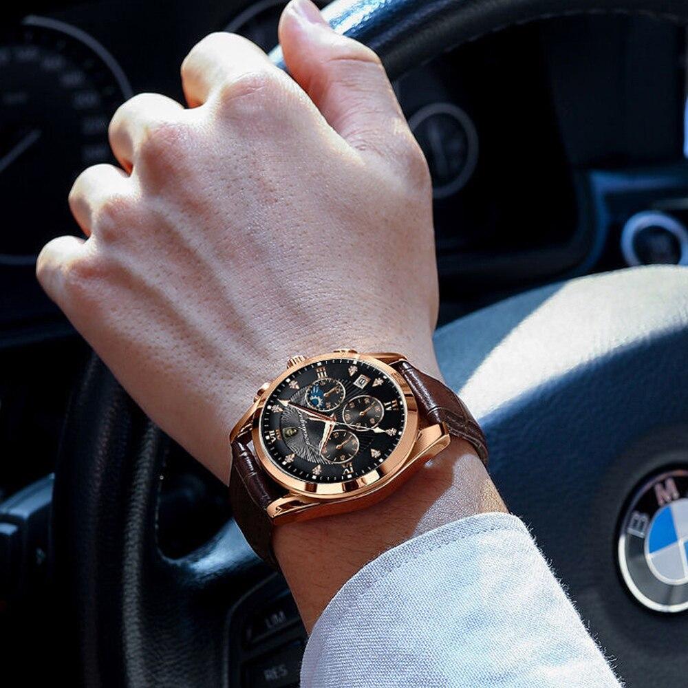 Herrenarmbanduhr mit Premium-Lederarmband