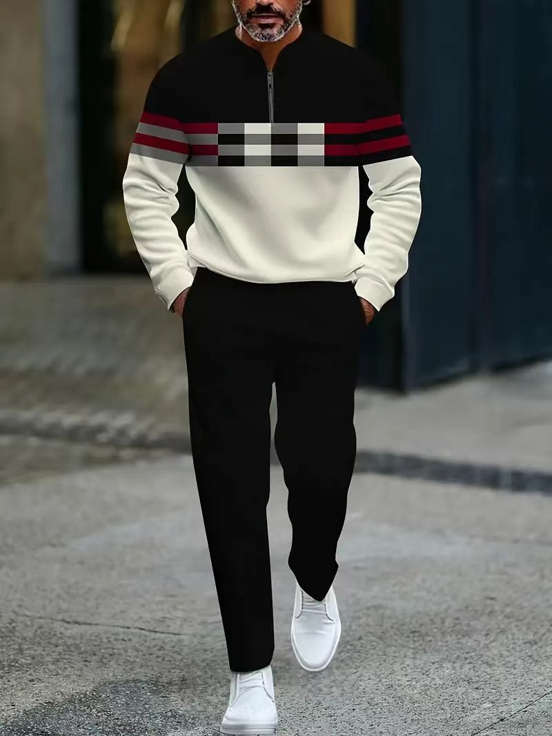 Locker geschnittenes Herren-Sportbekleidungsset mit Pullover mit Grafikprint und Hose