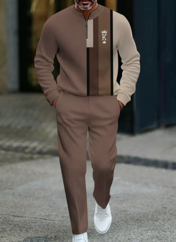 Locker geschnittenes Herren-Sportbekleidungsset mit Pullover mit Grafikprint und Hose