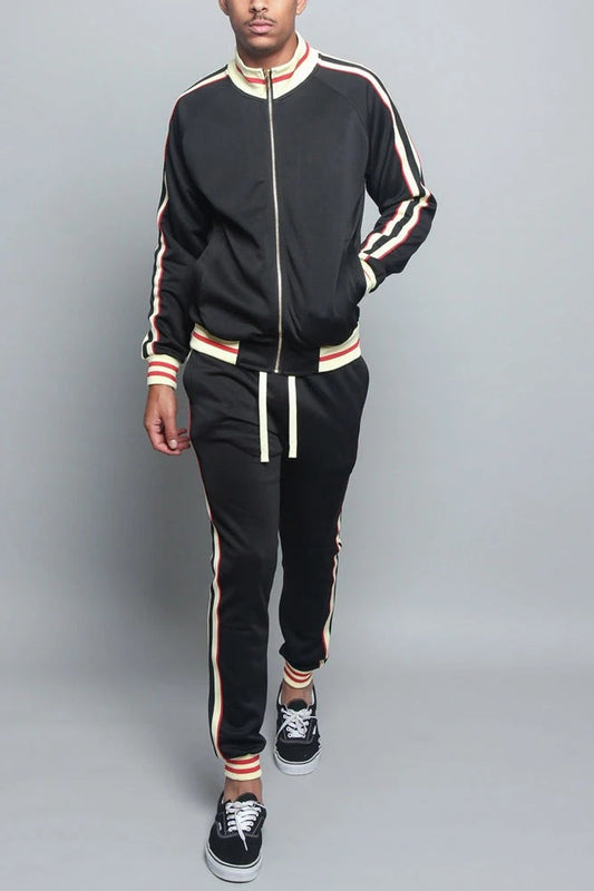 Herren-Trainingsset | Gestreifte Jacke & Trainerhose - Bequem
