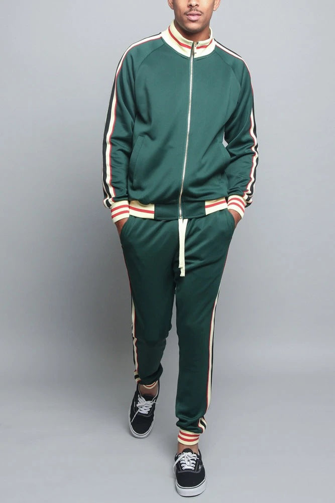Herren-Trainingsset | Gestreifte Jacke & Trainerhose - Bequem