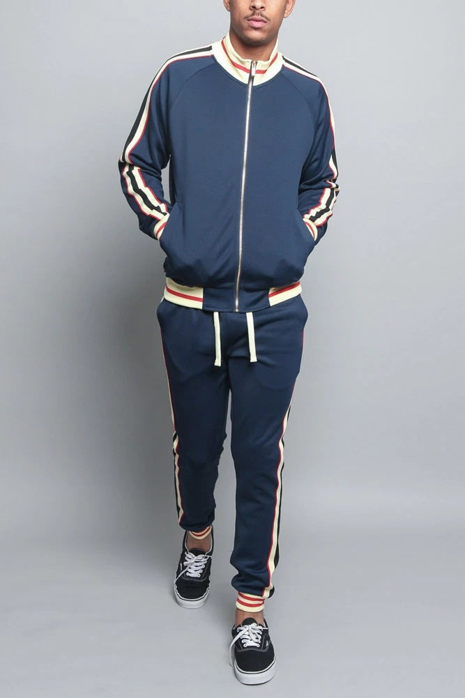 Herren-Trainingsset | Gestreifte Jacke & Trainerhose - Bequem