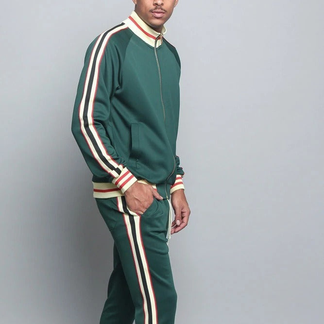 Herren-Trainingsset | Gestreifte Jacke & Trainerhose - Bequem
