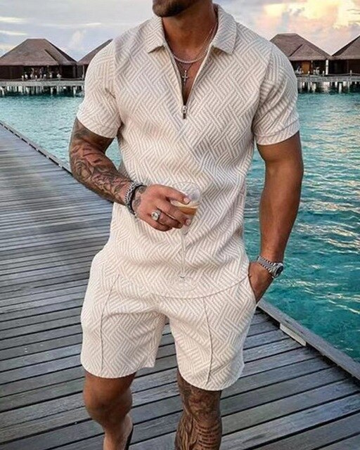 Herren-Sommerset – Poloshirt und Shorts, lässiger Stil für warme Tage