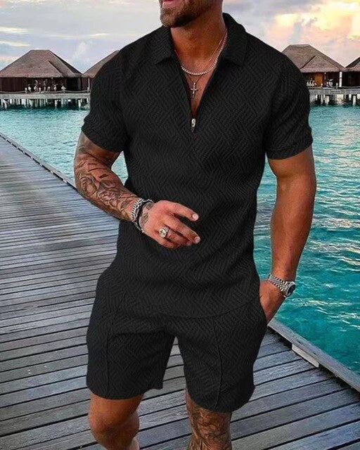 Herren-Sommerset – Poloshirt und Shorts, lässiger Stil für warme Tage