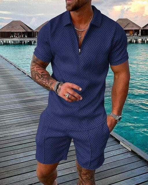 Herren-Sommerset – Poloshirt und Shorts, lässiger Stil für warme Tage