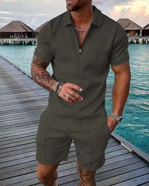 Herren-Sommerset – Poloshirt und Shorts, lässiger Stil für warme Tage
