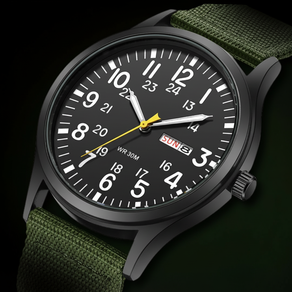 Herren-Outdoor-Armbanduhr mit wasserdichten und kratzfesten Eigenschaften – mit langlebigem Edelstahlgehäuse und Nylonarmband