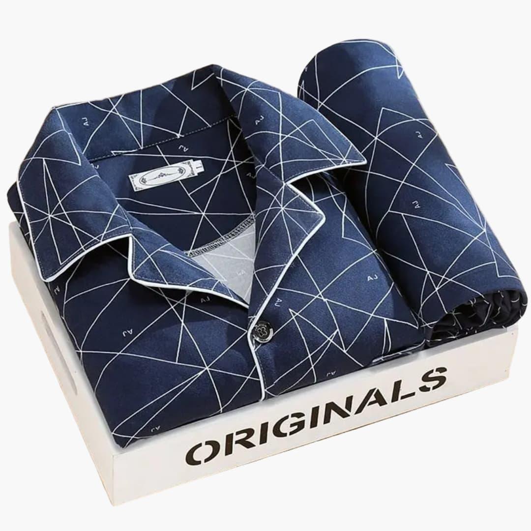 Herren-Pyjama-Set mit Hemd und langer Hose