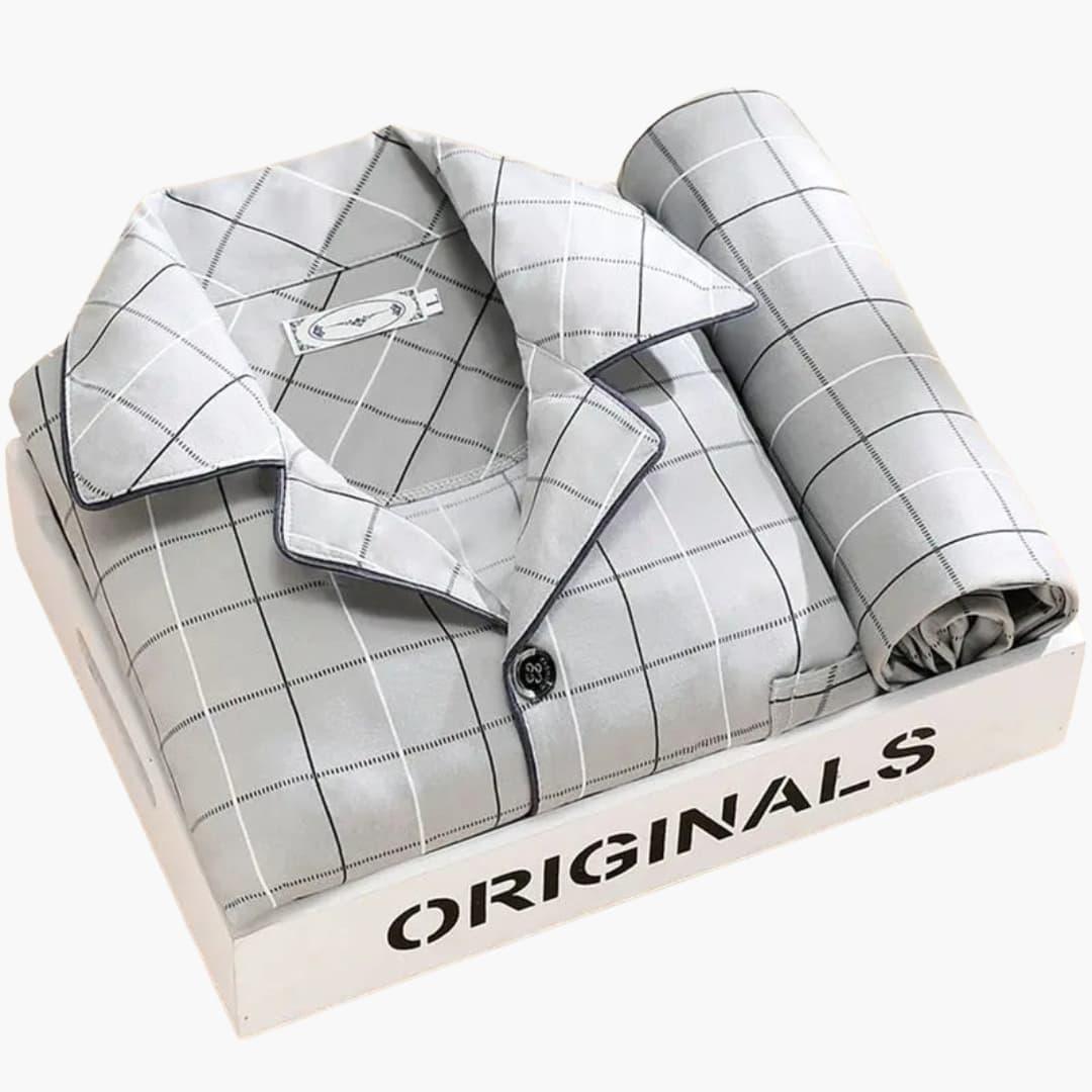 Herren-Pyjama-Set mit Hemd und langer Hose