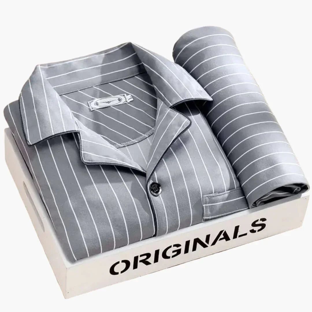 Herren-Pyjama-Set mit Hemd und langer Hose