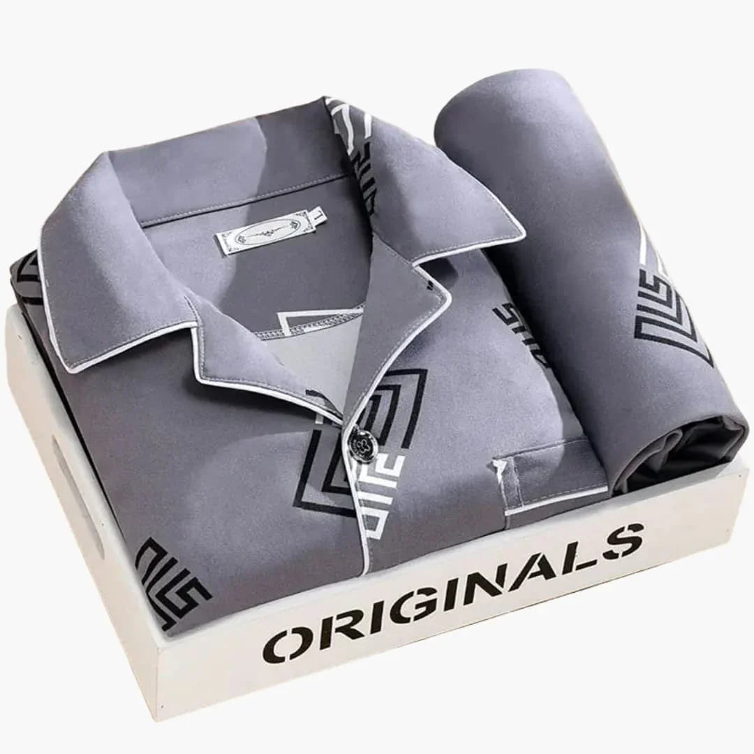 Herren-Pyjama-Set mit Hemd und langer Hose