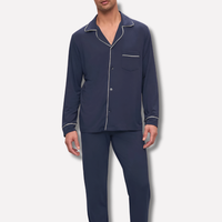 Herren-Pyjama-Set mit Paspelierung, langärmlig