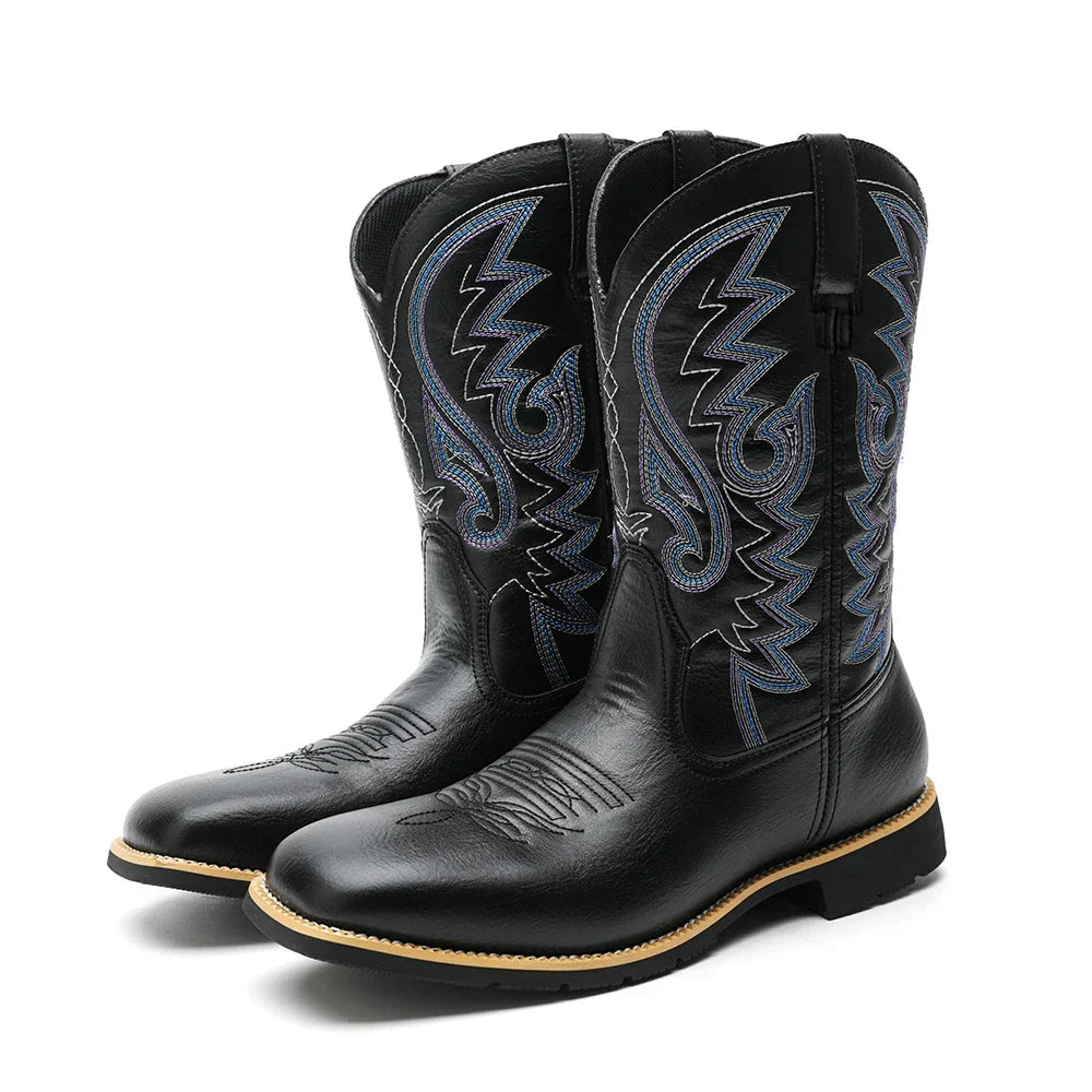 Mexikanische Retro-Herrenstiefel mit hohem Schaft und Stickdetails