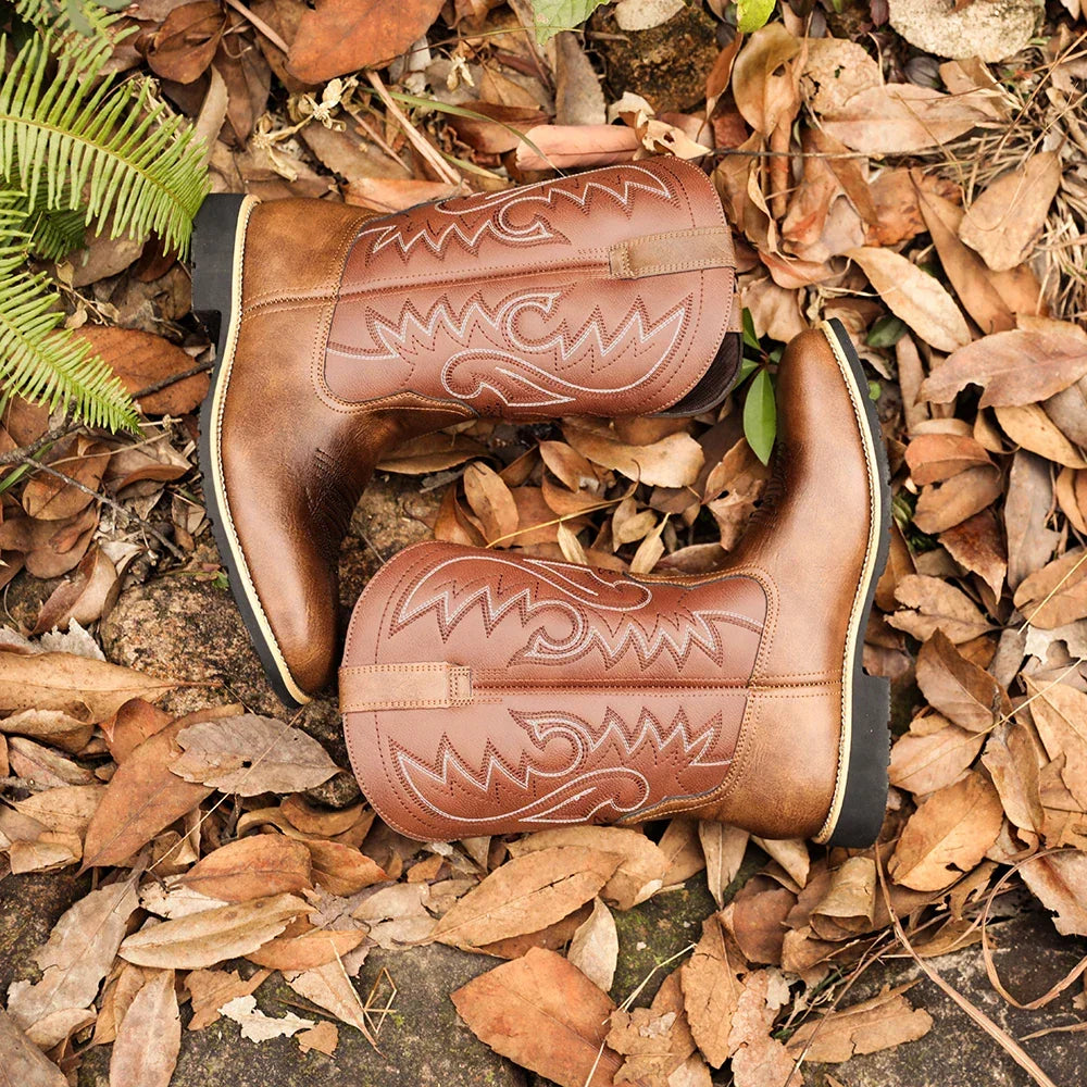 Mexikanische Retro-Herrenstiefel mit hohem Schaft und Stickdetails