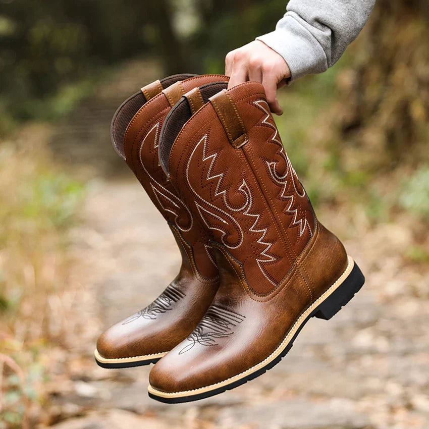 Mexikanische Retro-Herrenstiefel mit hohem Schaft und Stickdetails