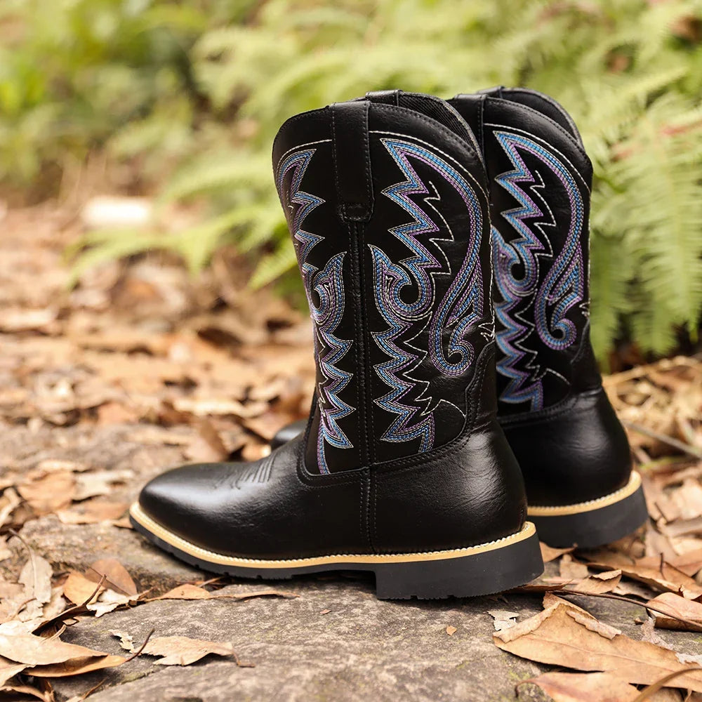 Mexikanische Retro-Herrenstiefel mit hohem Schaft und Stickdetails