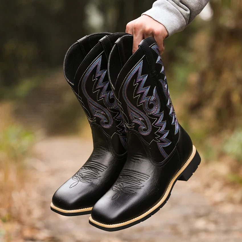 Mexikanische Retro-Herrenstiefel mit hohem Schaft und Stickdetails