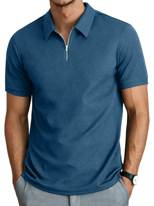 Herren Kurzarm-Poloshirt mit Reissverschluss