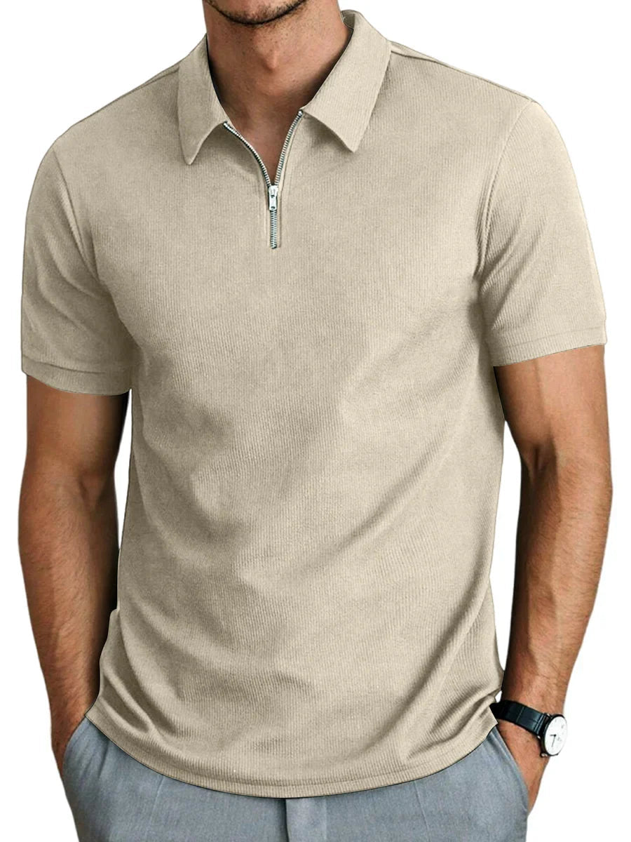 Herren Kurzarm-Poloshirt mit Reissverschluss